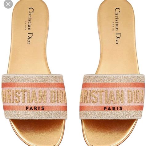 gold dior sandals|christian Dior flat sandals.